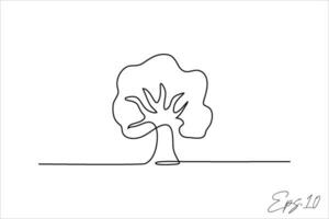 continuo línea Arte dibujo de un sombreado árbol vector