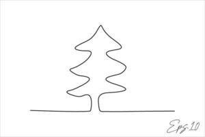 pine tree continuous line art drawing vector