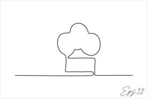 chef hat continuous line art drawing vector