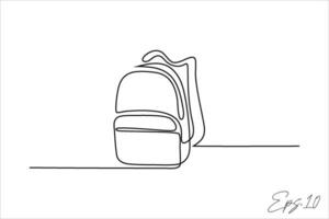 Backpack continuous line art drawing vector