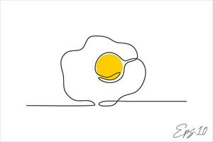 Continuous line art drawing of fried egg vector