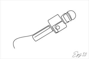 wired microphone continuous line art drawing vector