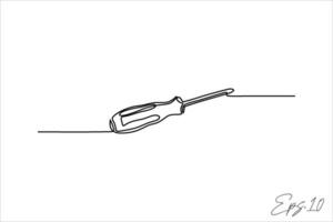 screwdriver continuous line art drawing vector