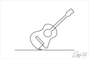 Acoustic guitar continuous line art drawing vector