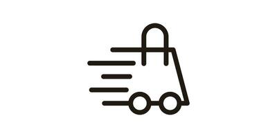logo design inspiration for a shopping bag with a car made in a minimalist line style vector
