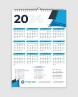 2024 Calendar, Calendar Design, Wall Calendar, one page Wall Calendar, holidays, Calendar Design With Holiday, vector