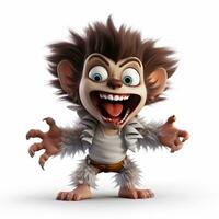 monkey 3d animation cartoon on white background photo