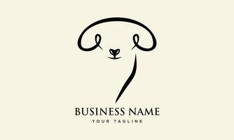 sheep line art logo template vector
