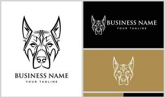 line art german shepherd logo vector