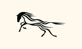 línea Arte saltando caballo logo vector