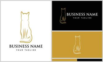 line art cat logo template vector