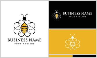 line art bee logo design vector