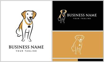 line art dog leash logo vector