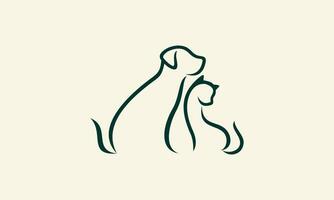 line art pet logo design vector