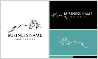 line art horse dressage logo vector