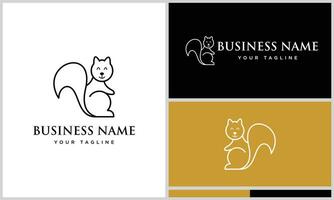 line art squirrel logo template vector