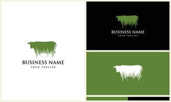 buffalo and grass logo design vector