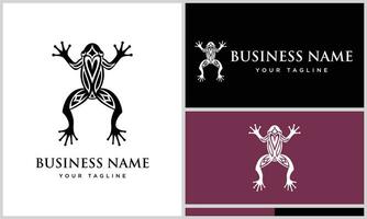 line art frog logo template vector