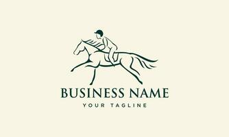 hand drawn horseman logo design vector