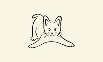 line art cat logo design vector