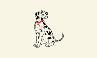 line art Dalmatian logo design vector