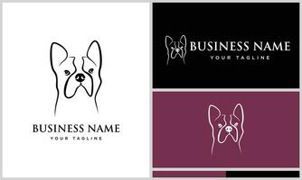 line art bulldog logo template vector