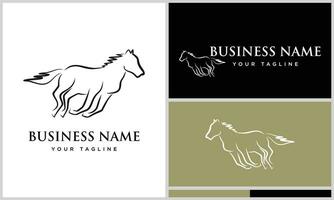 line art horse run logo vector