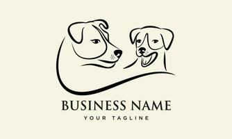 line art dog logo template vector