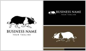 silhouette border collie herding logo vector