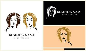 line art women face logo vector