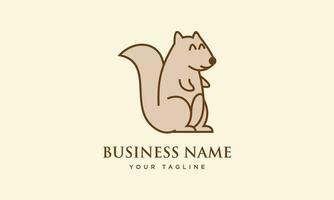 line art squirrel logo template vector