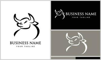 line art bull logo template vector