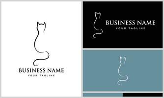line art cat stand logo vector