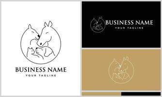 line art horse and pet logo vector