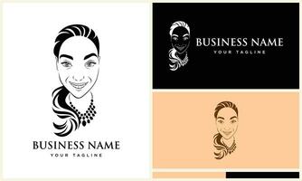 line art women face logo vector