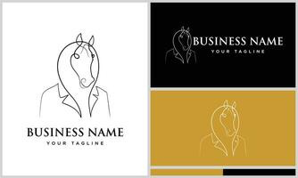 line art luxury horse logo vector