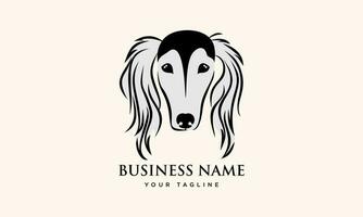 line art saluki face logo vector