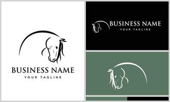 line art horse luxury logo vector