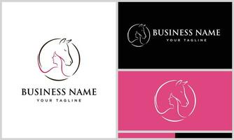 line art beautiful horse logo vector