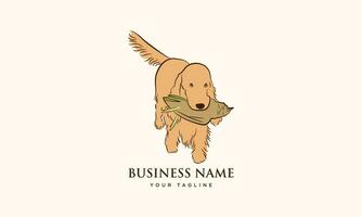 line art golden retriever logo vector