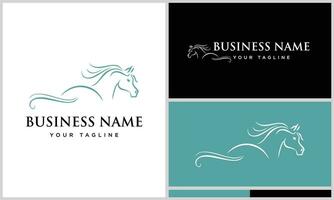 line art beautiful horse logo vector