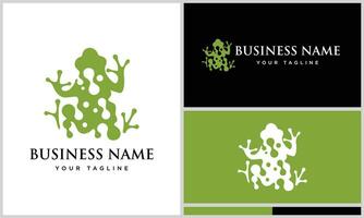 line art frog logo template vector