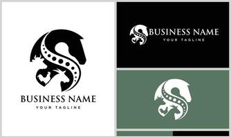 silhouette animal chiropractic logo template vector