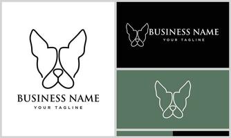 line art bulldog face logo vector