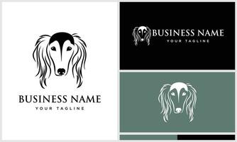 line art saluki face logo vector