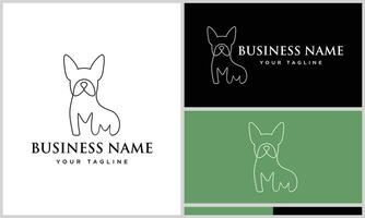 line art dog siting logo vector