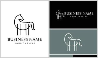 line art horse logo design vector