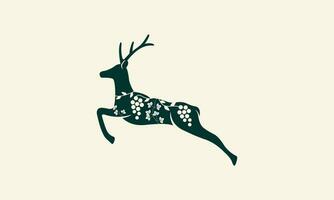 silhouette deer and grape logo vector