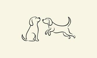 line art dog fun logo vector