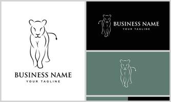 line art lioness logo design vector